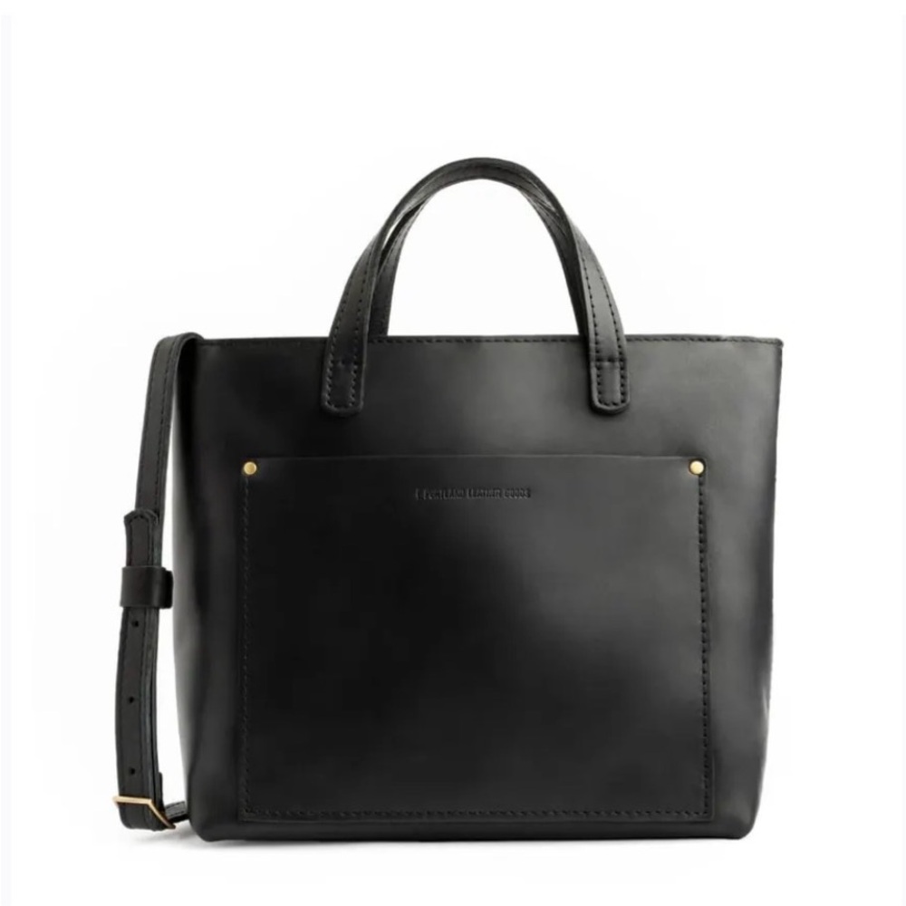 Portland Leather Mini Snap Crossbody Black Leather Tote Bag